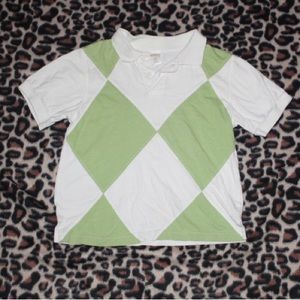 cutest little white and mint green argyle collared baby tee